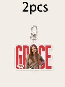 Custom Photo Name Keychain, Personalized Bag Charm, Customized Portrait Key Ring, Customizable Picture Holiday Gift, Colorful Backpack Accessory, Kids - Style a - View 11