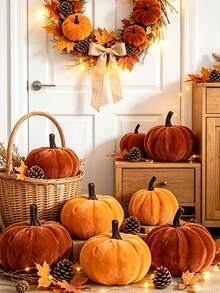 6pcs/1pc Artificial Fake Faux Velvet Foam Fabric Pumpkins Decoration,Autumn Home Pumpkin Decoration,Various Velvet Pumpkins,Realistic Pumpkins, Artificial Autumn Table Decor,Suitable For Thanksgiving,Autumn Dining Table Centerpiece,Autumn Home Farm Harvest Decor,Dining Table Centerpiece,Fireplace Mantel Kitchen Decor,Home Decor,Rustic Autumn Wedding,Fireplace Decor,Kitchen Decor,Artificial Autumn Dining Table Decor - A - View 3