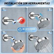 Ducha De Alta Presión De Acero Inoxidable Ajustable 5 Modos - Negro-1 ud. - Ver 5