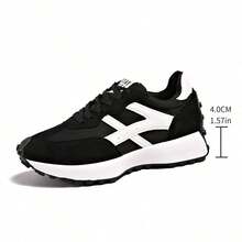 Women's New Fashion Thick Sole Height-Increasing Retro Outdoor Daily Commute Casual Travel Shopping Running Shoes, Multi-Color Plus Size - Black and White - View 6