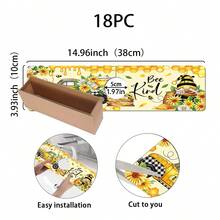 1件裝秋季蜜蜂蜂巢花卉圖案橡膠水龍頭防濺護墊，浴室水龍頭防濺墊，防泥墊，防潮防滑水龍頭墊，廚房檯面配件，保護您的廚房檯面 - 彩色 - 查看 13