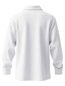 Men's Vacation Style Loose Linen Long Sleeve Polo Shirt, Casual Henley Collar Shirt For Daily Commute, Summer Beach Outfit Top - White - View 4