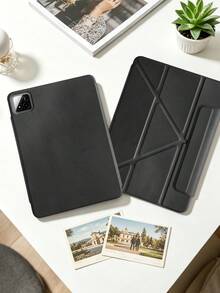 Y型磁吸扣保護殼 黑色，適用於 iPad 10.2/10.9 (Air4-Air8)/10代/(A16) 11吋 11代 2025款，多折多角度支架，磁吸閉合，矽膠軟殼，全包覆防摔耐磨，內層蜂巢散熱，無筆槽，PU皮革 + TPU材質 - 黑色 - 查看 6