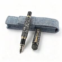 Luxury Gold Embossed Cloud Pattern Fountain Pen Vintage Metal Carved M Nib Business Signature Writing Pen Collectible Gift Stationery - Huabiao - View 3