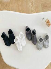 8 Pairs/4 Pairs Boys Socks, Summer Thin Mesh Boat Socks, Solid Color Low-Cut Invisible Socks, Low-Top Short Socks, Breathable And Sweat-Absorbing, Spring/Summer, Ins , Casual Sports Socks, Simple And Versatile - Multicolor - View 5