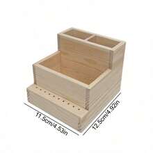1pc Wooden Nail Drill Storage Box, Multi-Compartment Nail Tool Organizer, Nail Drill Bit Holder, Nail Supplies Storage Rack, Suitable For Nail Salon - Multicolor - View 8