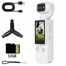 4K HD Night Vision Portable Vlog Camera, 180° Rotating Lens, Dual Fill Light, 2000mAh Long Battery Life, 32GB Pocket Stabilizer, Supports Full Body Shooting And Camera Mode, Suitable For Cycling, Hiking, Sports Recording, Daily Vlog And Travel - View 12