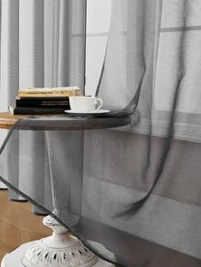 1pc Transparent Sheer Curtain, 84 Inches Length – Home Decor, With Perforated Design, Lightweight And Breathable, Elegant Style, Suitable For Bedroom/Living Room, With Light Filtering Function (1 Panel, 52 Inches Wide, 84 Inches Long) - Dark Grey - View 8