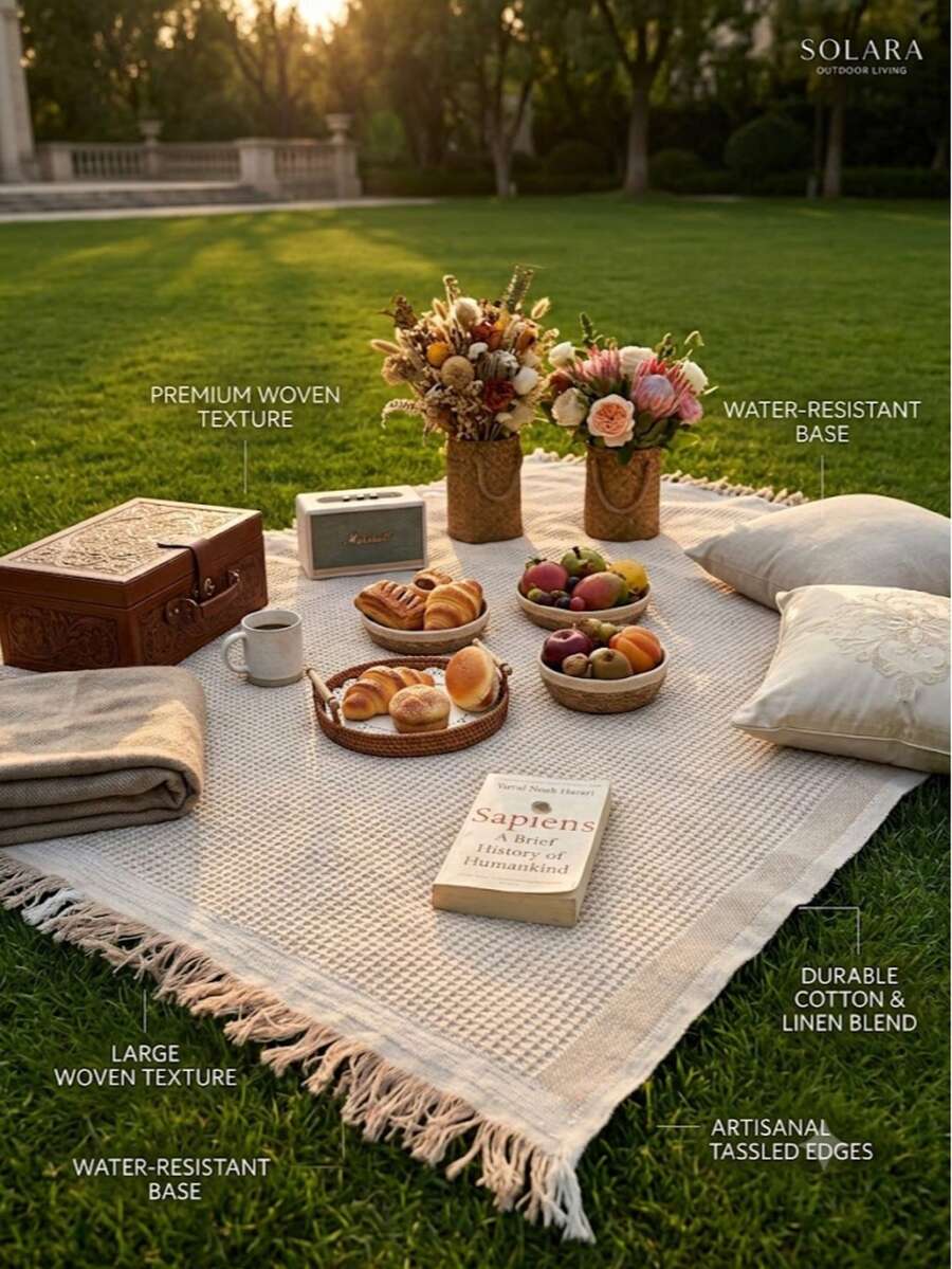 1pc Bohemian Style Picnic Blanket Camping Blanket Tablecloth Outdoor Lawn Mat Camping Equipment Bohemian Style Tablecloth Nap Blanket Tent Moisture-Proof Mat Picnic Mat Suitable For Outdoor Picnic Holiday Party Decoration Bedroom/Living Room Decoration Outdoor Travel Valentine's Day Gift Indoor Decoration