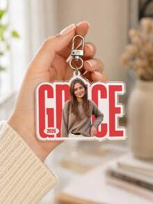 Custom Photo Name Keychain, Personalized Bag Charm, Customized Portrait Key Ring, Customizable Picture Holiday Gift, Colorful Backpack Accessory, Kids - Style a - View 7