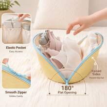 1pc Tassel Velvet 3-In-1 Bra Storage Bag/Color Block Bra Bag/Travel Underwear Organizer/Multi-Layer Underwear Storage Bag/Dust-Proof Underwear & Socks Organizer/Intimate Apparel Storage Bag/Portable Travel Storage Bag - View 6