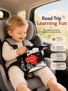 Newborn Visual Stimulation Cloth Book Calendar, Stand-Up Design, High Contrast Black White Red Patterns, Interactive Flip Pages With Crinkle Paper, Washable Fabric For Repeated Use, Lightweight And Easy To Store, Car Travel Baby Soothing Educational Toy, Halloween Newborn Gift - Multicolor - View 6