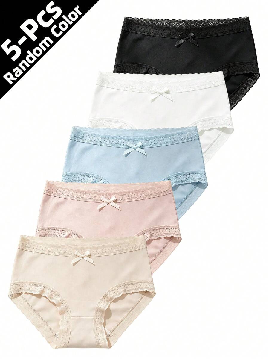 5pcs Celana Dalam Segitiga Modis Warna Campuran untuk Anak Perempuan, Bahan Polyester yang Nyaman dan Bernapas, Pas di Badan untuk Anak Perempuan Muda - MultiWarna - View 1