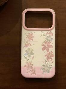 Aesthetic Cute Lily Soft Shell Phone Case, Compatible With IPhone 17 Pro Max 17 Pro 17 16 Pro Max 16 15 14 13 Pro Max, Fashion Floral Shockproof Cushion Back Cover - Pink Lily - View 2