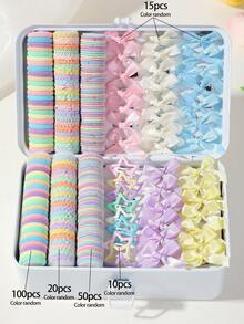 195pcs Spring Color Girls Bow Ribbon Hair Clips Cute Princess Hair Ties High Elasticity Durable Non-Damaging Hair Ropes Hair Bands Towel Rings Women Fashion Five-Point Star BB Clips Versatile Side Clips Alligator Hair Clips Hair Accessories Hair Ornaments Suitable For Daily Use Gift - Multicolor - View 10