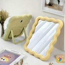 2pcs/1pc Wavy Makeup Mirror, Desktop Or Wall-Mounted, High Definition Vanity Mirror, Room Decor, Back To School Dorm Supplies - Multicolor - View 7