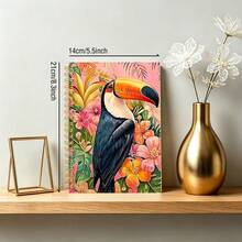 1pc Tropical Toucan And Flower Art A5 Spiral Notebook, Suitable For Students' Class Notes, Office Meeting Minutes, Portable Plan Books And Diaries, Suitable For Professionals, Students And Office Use, Is A Creative Gift Choice - Multicolor - View 3
