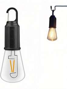 Lámpara LED portátil para camping, se puede colgar en cualquier lugar, recargable por USB-C, 3 modos de brillo, resistente al agua, adecuada para emergencias, tiendas de campaña, senderismo, cortes de energía y uso en exteriores (Negro 1PCS) (T02) - 1 - Ver 2