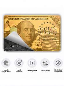 1pc Gold Official Credit Card Sticker Privacy Protection Card Skin, Wealth National Day Holiday Gift PVC Material Anti-Fingerprint Anti-Scratch Wear-Resistant Card Sleeve Skin, Suitable For Chip Cards, Bank Cards, Credit Cards, Transportation Cards, Student Campus Cards Personalized DIY - Multicolor - View 3