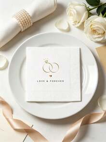 20 Sheets Per Pack "Love & Forever" Paper Serviettes, 5x5 Inch PlacematsThick 3-Ply Absorbent Napkins For Modern Courthouse Ceremonies, Minimalist Church Weddings, Civil Union Receptions, And Elegant Post-Vow Cocktail Hours - Multiple Styles - View 4
