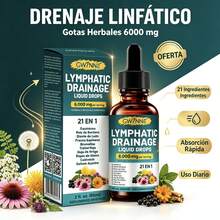 Gotas Líquidas Drenaje Linfático GWYNNE 60ml, Fórmula Botánica 21 en 1 6000mg, Suplemento de Extractos Herbales Naturales para Apoyo del Drenaje Linfático, Fácil absorción para uso diario - 60 ml - Ver 2