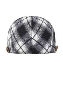 Men Retro Plaid Pattern Adjustable Ivy Flat Cap Casual Newsboy Hat - Plaid - View 6