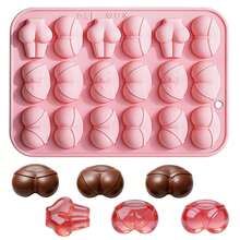 Funny Butt Silicone Mold For Candy And Chocolate, 18-Cavity Silicone Butt Mold In 6 Shapes, Non-Stick Baking Mould For Candy, Ice, Chocolate, Pudding Making, Pink - Multicolor - View 9