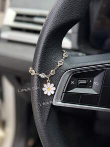 1件合金雛菊水晶鏈汽車方向盤裝飾，汽車內飾裝飾配件 - A - 查看 5
