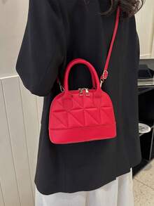 Women's Shell Quilted Handbag - Burgundy - View 4