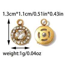 10pcs/Pack 304 Stainless Steel Sweet Cool Niche High-End Style Heart Shape Round Oval Zirconia Pendant Accessories For Daily Commute Matching - Gold; Steel - View 11