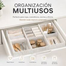 Set Of 6 Adjustable Drawer Dividers White PP Plastic, Modular Organizer 44x10x0.2cm For Underwear, Socks, Cosmetics And Kitchen Utensils - 彩色 - 查看 6