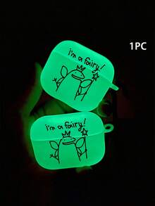 2D Flat Fluorescent Earphone Case With Minimalist Creative Frog Fairy Pattern Compatible With Airpods 4/3/Pro3/ Pro2/Pro, Special Holiday Gifts For Friend And Families - Frosted Transparent - View 3