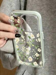 1件 2合1 綠色花卉印花手機殼，適用於 Apple 17/17Pro/17promax/16/16Pro/16Promax/15/15Pro/15promax/14/13/12/11，防震軟殼手機保護套 - 綠色14 - 查看 2
