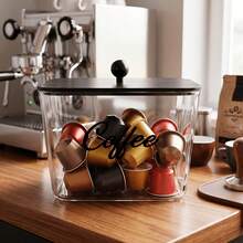Tempat Penyimpanan Kapsul Kopi dengan Tutup, Kotak Penyimpanan Plastik, Kapasitas Besar untuk Meja Dapur, Kafe, Bar, dan Meja Kantor. - MultiWarna - View 1