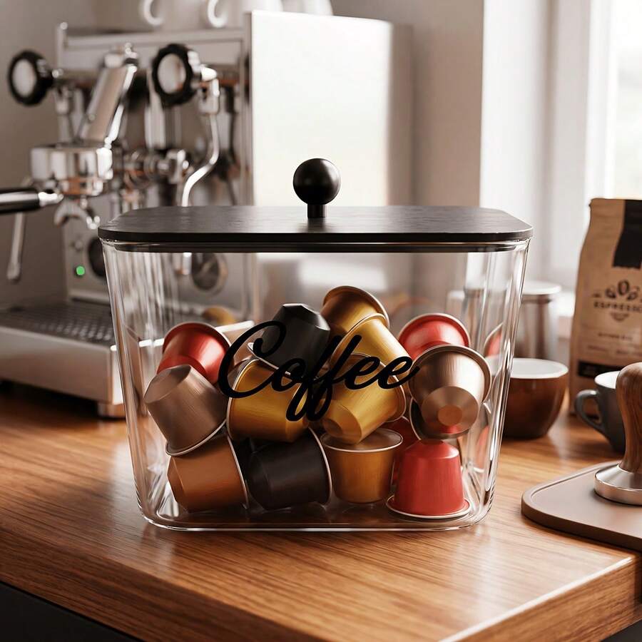 Tempat Penyimpanan Kapsul Kopi dengan Tutup, Kotak Penyimpanan Plastik, Kapasitas Besar untuk Meja Dapur, Kafe, Bar, dan Meja Kantor. - MultiWarna - View 1