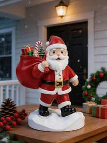 1pc Resin Santa Claus Figurine Carrying Gift Bag Cartoon Design Snow Base Christmas Decoration Desktop Decor Shelf Decor Dining Table Centerpiece Fireplace Mantel Decor Entryway Decor Living Room Decor Christmas Home Decor Gift - Santa Claus Storage Bag - View 8