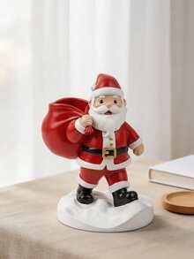 1pc Resin Santa Claus Figurine Carrying Gift Bag Cartoon Design Snow Base Christmas Decoration Desktop Decor Shelf Decor Dining Table Centerpiece Fireplace Mantel Decor Entryway Decor Living Room Decor Christmas Home Decor Gift - Santa Claus Storage Bag - View 12