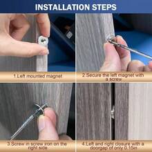 8/10 buah Pengunci Magnetik Pintu Kabinet, Gesper Magnetik Logam, Pengunci Tersembunyi - Cocok Untuk Berbagai Material, Pintu Kaca Dapur Dan Kabinet Furnitur, Kunci Laci Magnetik, Kunci Magnetik - A - View 5