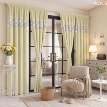 FLYINGCURTAINS Modern Plaid Patchwork Thermal Sunscreen Curtain With Window Rod Bag Style Light Translucent Privacy Window Screen, Farmhouse Style Home Decor Curtain - Ivory White - View 9