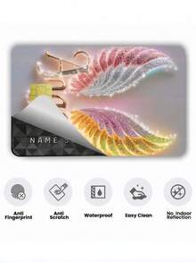 1pc "Angel" Official Credit Card Sticker Privacy Protection Card Skin, Angel Diamond Wings Holiday Gift PVC Material Anti-Fingerprint Anti-Scratch Wear-Resistant Card Sleeve Skin, Suitable For Small Chip Cards, Bank Cards, Credit Cards, Transit Cards, Student Campus Cards Personalized DIY - Multicolor - View 3