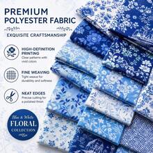 30pcs 25*25cm Hydrangea & Floral Print Fabric Set | Pre-Cut Quilt Squares, 30 Fashionable Floral Patterns, Suitable For Quilting, Patchwork, Sewing And DIY Crafts - Blue Series - View 6