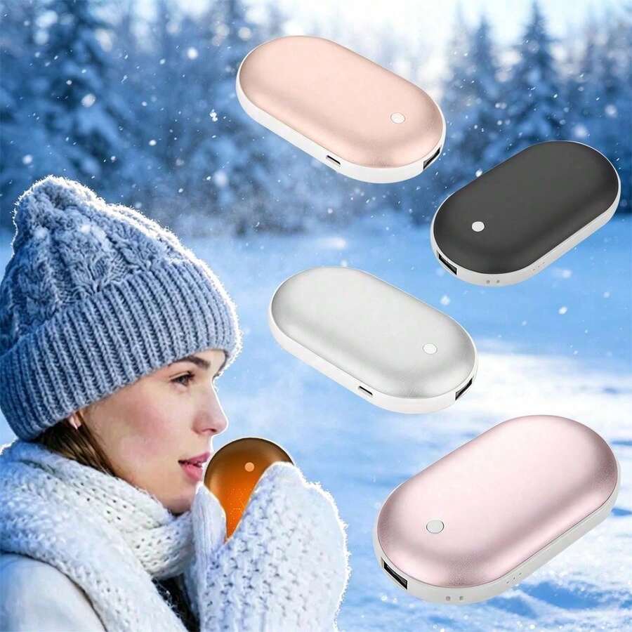 1PC Double-Sided Heating USB Fast Charging Hand Warmer, Portable Pocket Hand Warmer For Outdoor Sports, Home, Office, Winter Heating Essential - Winter Gift 1200/2400mAh
