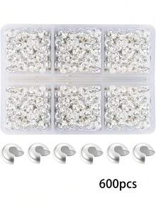 600/300個 4mm 開口半圓壓紋珠帽，適用於珠寶手工製作 - 彩色 - 查看 16