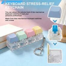 4-In-1 Keyboard Fidget Toy, Keyboard Stress Relief Button Clicker, Keyboard Stress Relief Keychain, Button Pressure Relief Stress Gift (No Light) - Multicolor - View 6