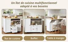 Modern Sideboard With Folding Worktop - White And Natural - Natural and White - View 3