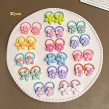 30 piezas de gomas de pelo estilo dibujo animado lindo aleatorio, adecuadas para uso diario - Multicolor - Ver 9