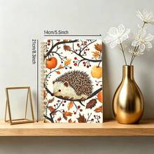 1PC A5 Spiral Coil Horizontal Line Notebook, School Season Autumn Squirrel And Orange Illustration Handbook, Diary, Class Notes, Student Notebook, Student Essentials And Office Use - Holiday Gift Selection, Stationery, Classroom Supplies - Multicolor - View 3