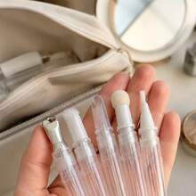 5pcs 3ml Empty Refillable Applicator Pens, Cosmetic Dispensing Containers With Brush Tips, Portable Liquid Makeup Pens For Lip Oil, Essence & Nail Care, Travel Beauty Accessories - View 2