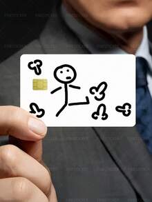 1pc Funny Stickman Official Credit Card Sticker Privacy Protection Card Skin, Funny Prank Holiday Gift PVC Material Anti-Fingerprint Anti-Scratch Wear-Resistant Card Sleeve Skin, Suitable For Chip Cards, Bank Cards, Credit Cards, Transit Cards, Student Campus Cards Personalized DIY - Multicolor - View 6
