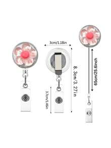 Retractable 3D Flower Lanyard Clip, Name Tag Holder, ID Badge Holder. Retractable Keychain, Nurse And Teacher Accessories, Anti-Loss Carabiner. - Multicolor - View 4